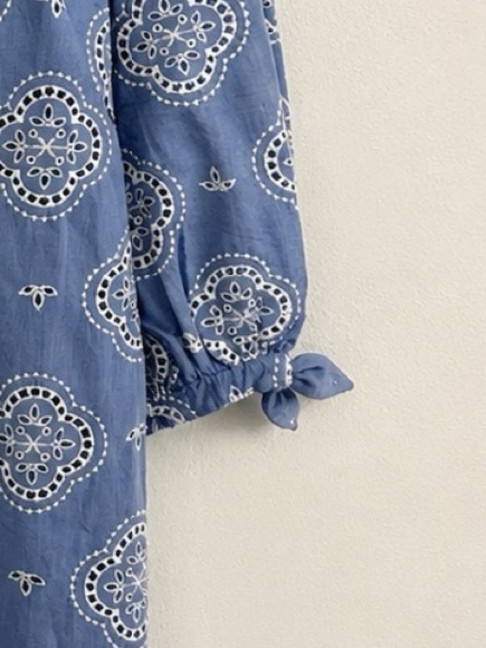 NWT Talbots Plus 20W Blue Eyelet Embroidered Cotton Shift Dress Lined Midi - Picture 7 of 8